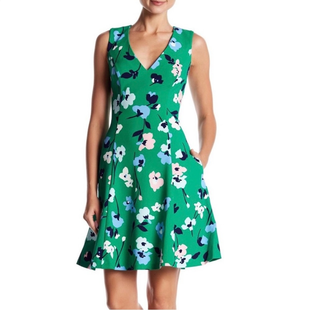 EUC Vince Camuto Green Floral Dress